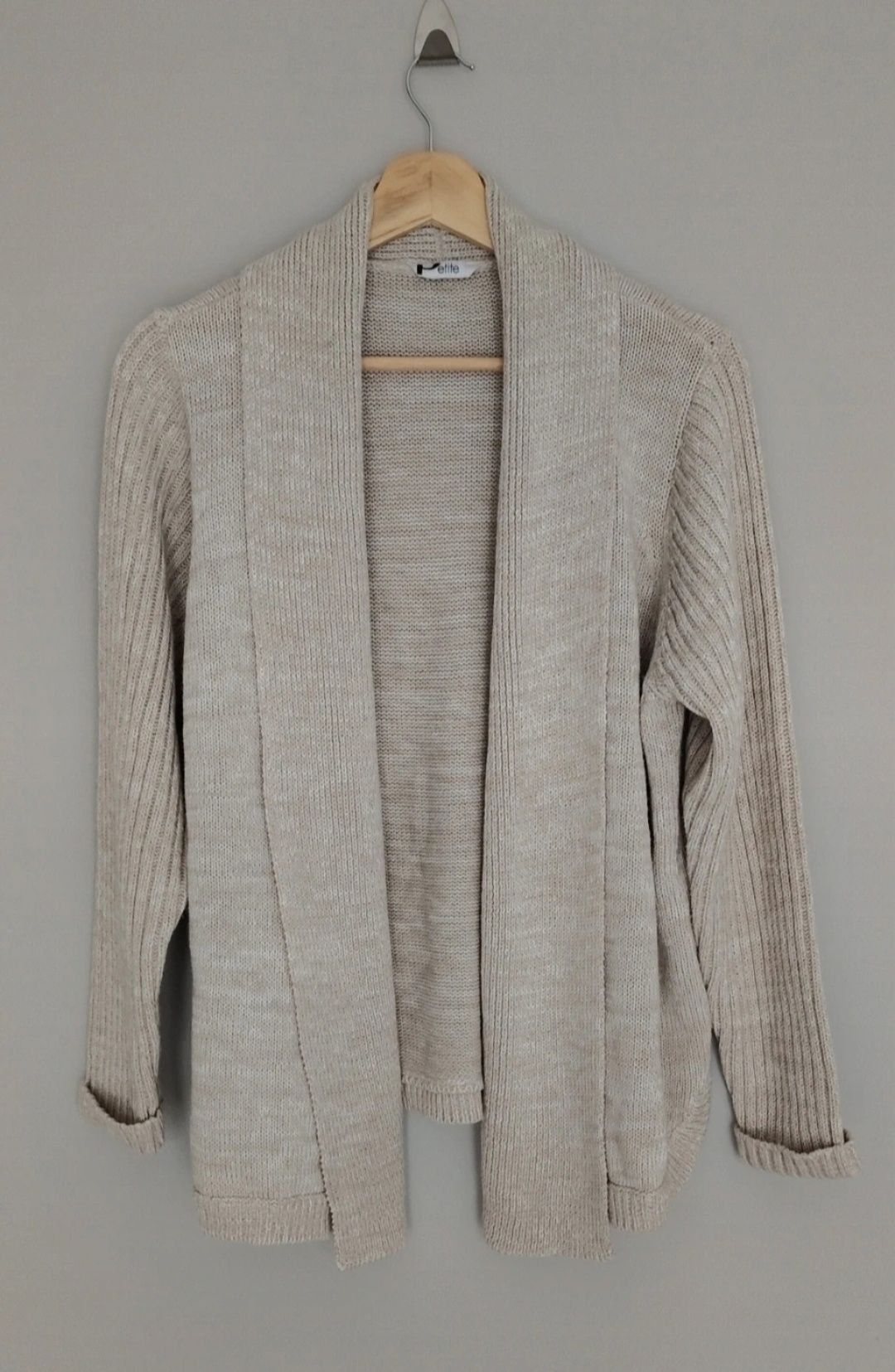 Kardigan damski narzutka beżowy elegancki bawełniany cotton spring 48