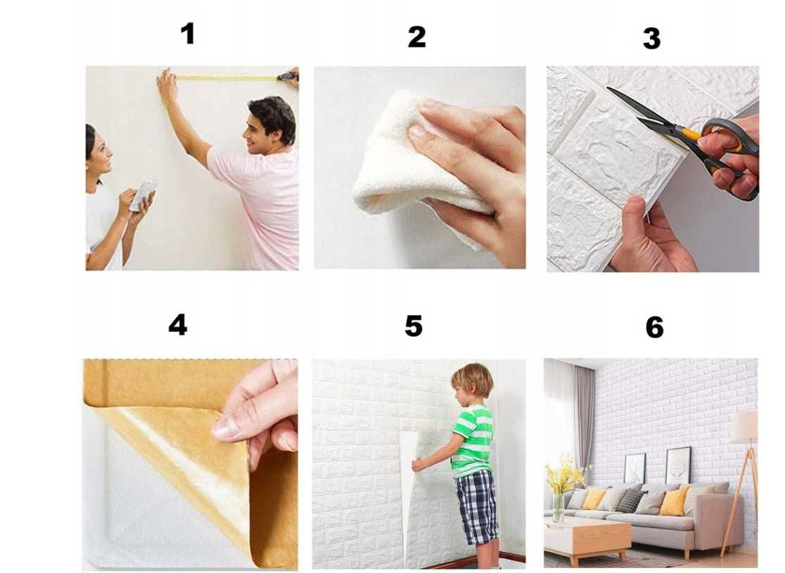 Nowe PANELE ŚCIENNE Panel Ścienny Samoprzylepne Cegła 3D x10 (GRATIS)