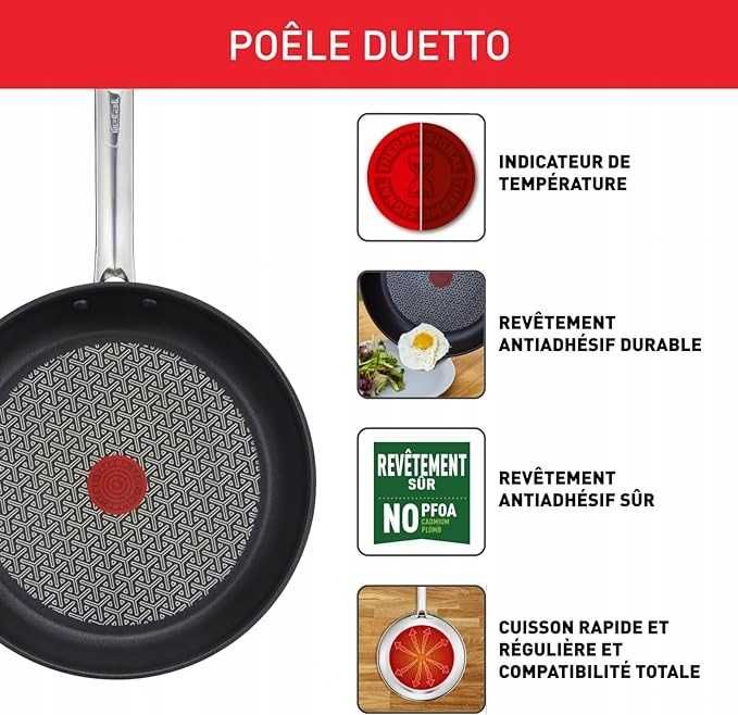 Patelnia tradycyjna Tefal Duetto 28 cm non-stick (nieprzywierająca)