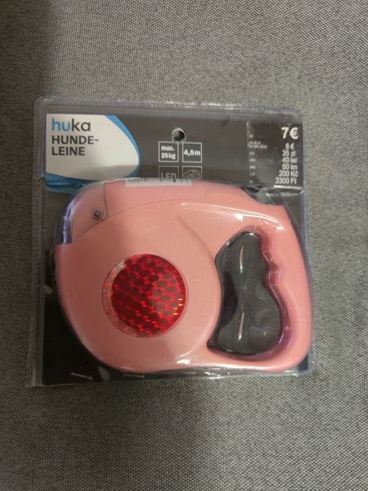 Smycz taśmowa automatyczna dla psa kota 4,5m typu flexi 25kg linka róż