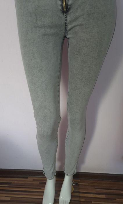 Spodnie rurki skinny Esperanto szare róż zamek 26/S