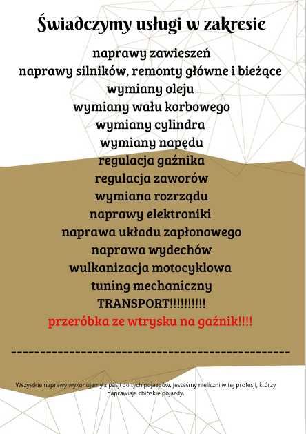 Serwis Naprawa Chińskich Skuterów Quadów Mechanik TRANSPORT!