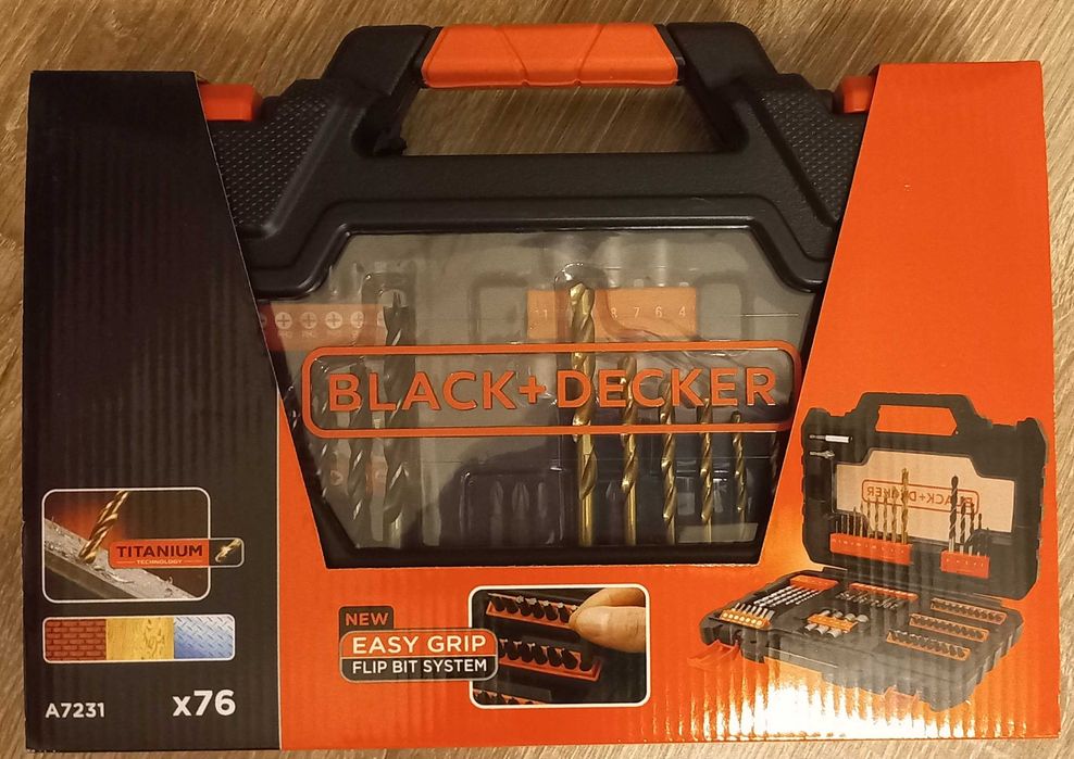 NA PREZENT Zestaw BLACK+DECKER 76 elementów wiertła+bity+nasadki. Nowy