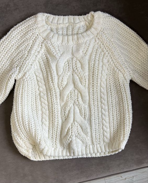 Обємний вязаний светр для фотосесіі, зимовий, теплий, білий