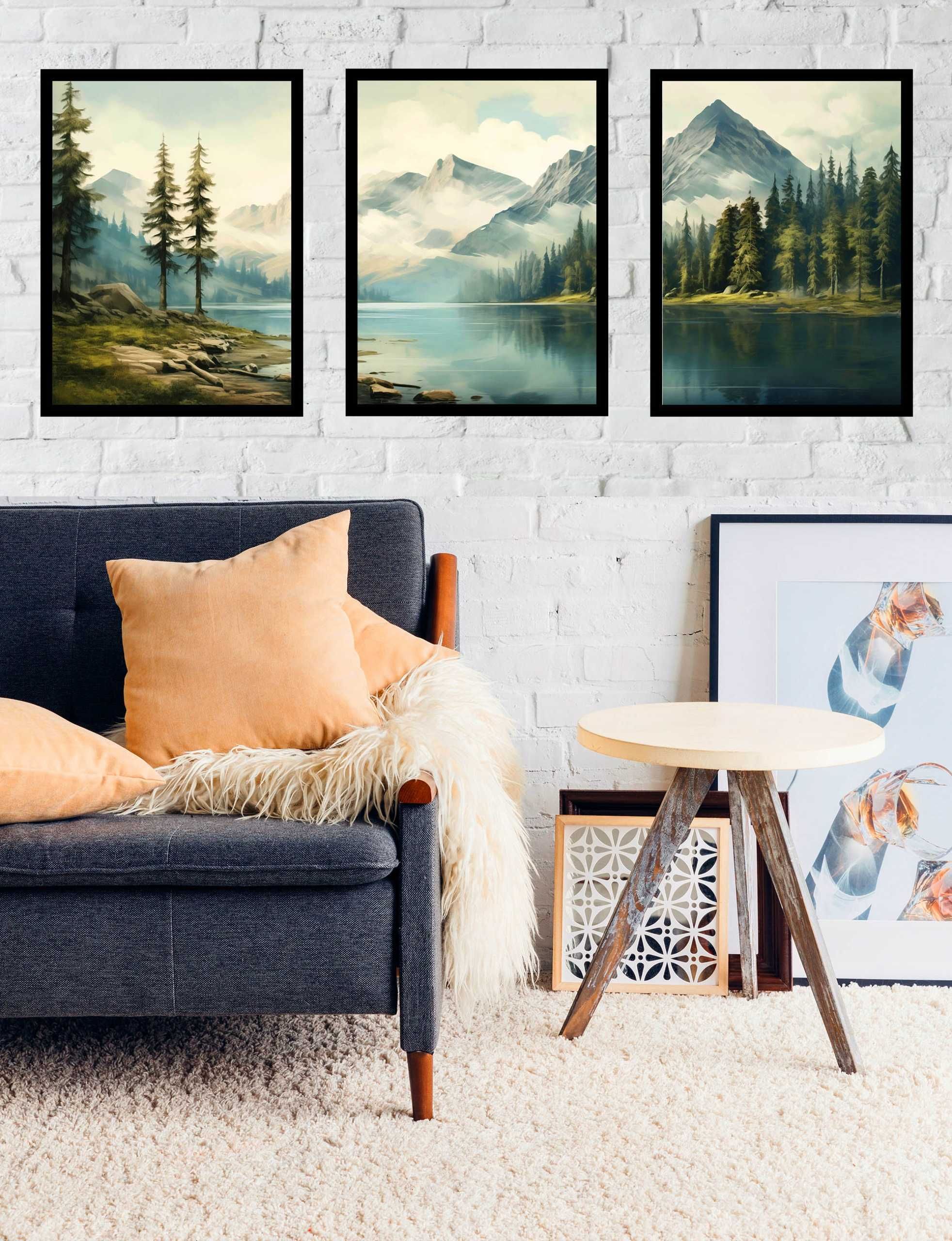 50x40 obrazy w ramie plakaty ramka GÓRY LAS JEZIORO NATURA BOHO