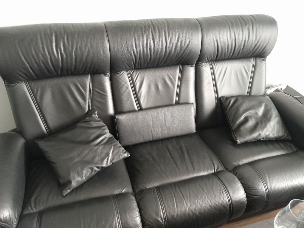Komplet wypoczynkowy skórzany z funkcją relax