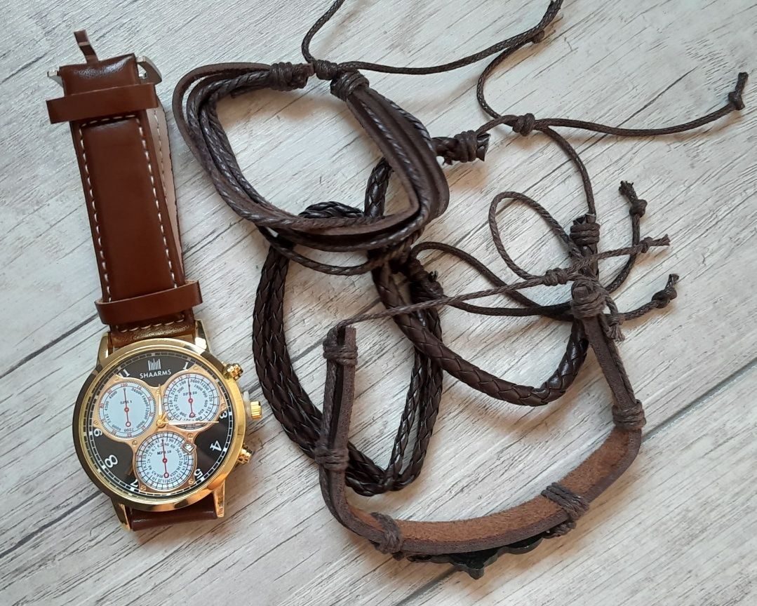 Zestaw dla mężczyzny: zegarek + bransoletki