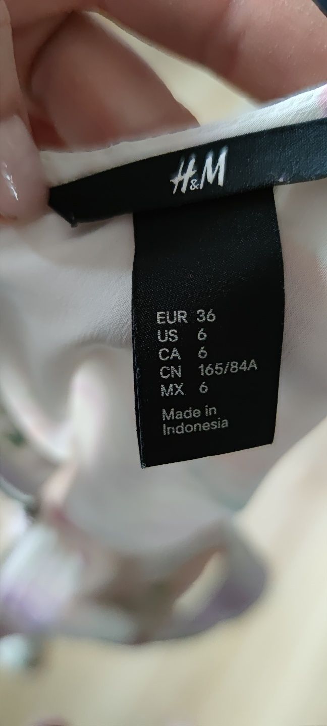 Bluzka top bez rękawów H&M S/36/8 z baskinką kolorowa