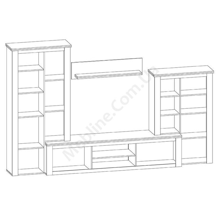 Стінка для вітальні з тумбою під телевізор, вітриною та полицею Б/У