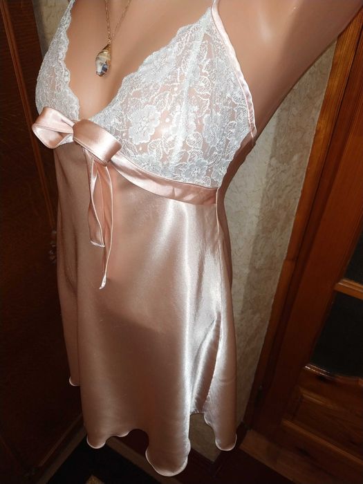 Эротический женский пеньюар нежно розового,персикового цвета 38 р