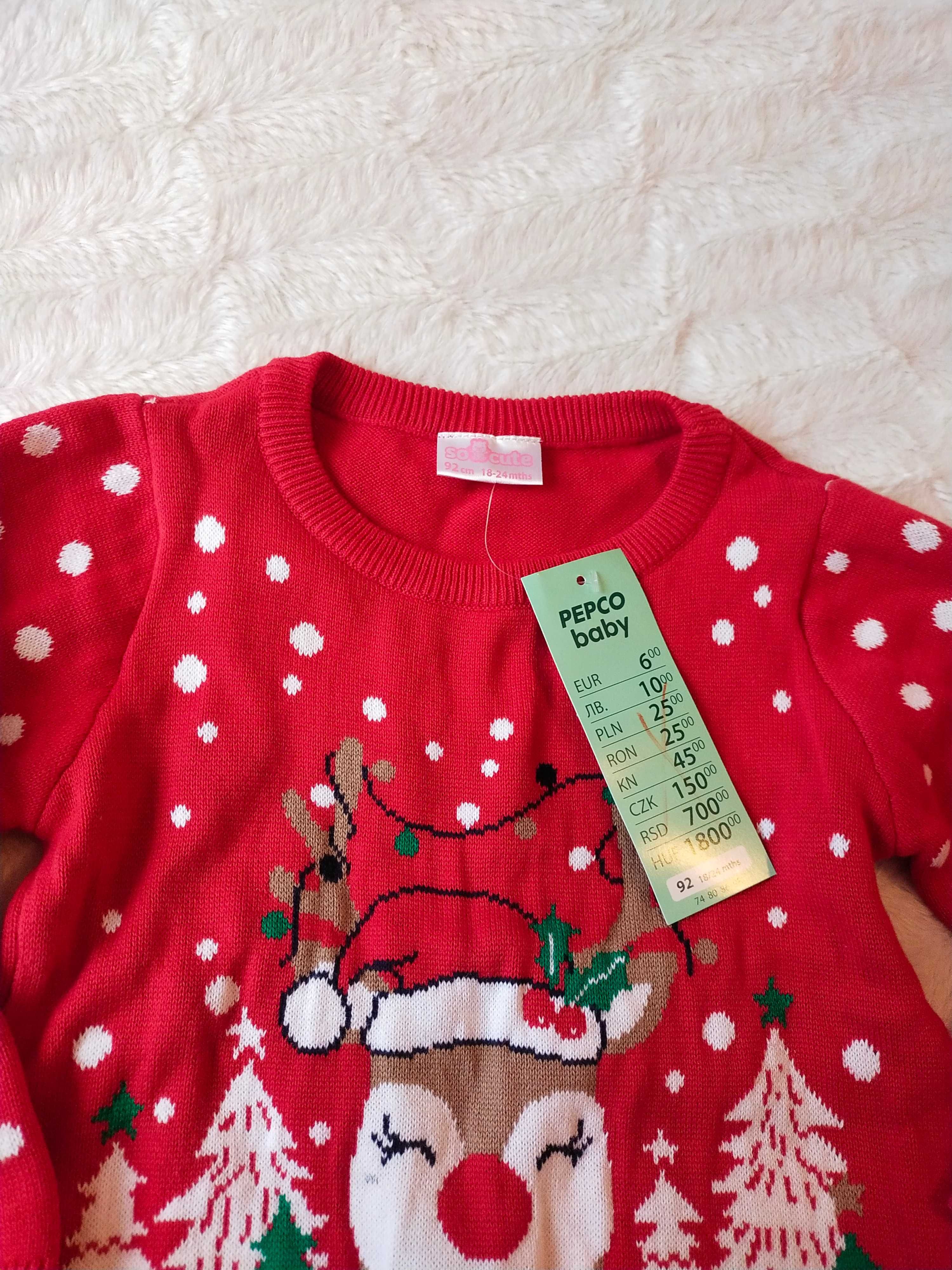 Sweterek renifer święta Boże Narodzenie 92