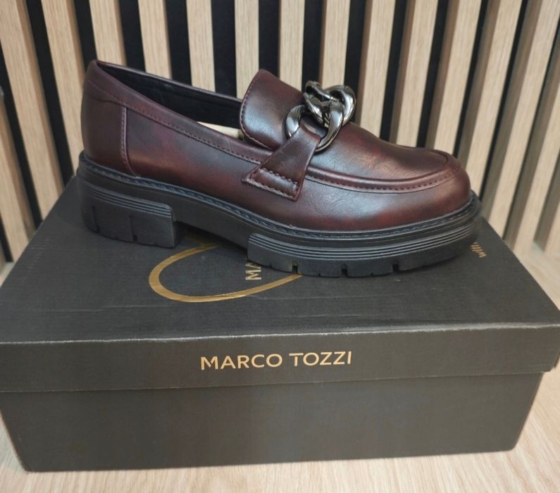 Markowe Mokasyny Marco Tozzi Bordowe roz.39