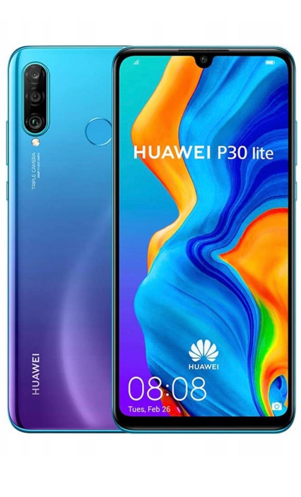 Huawei P30 lite z ładowarką i słuchawkami