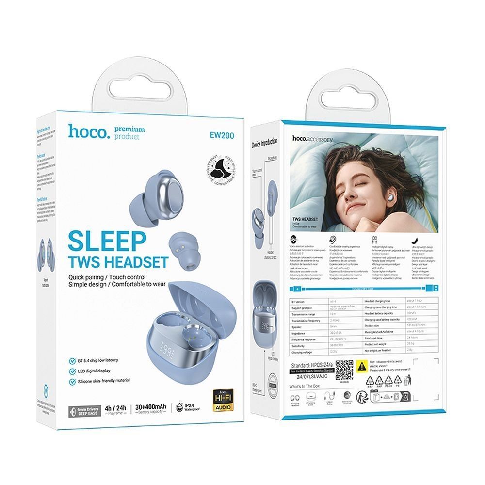 HOCO słuchawki bezprzewodowe bluetooth TWS EW200 niebieskie