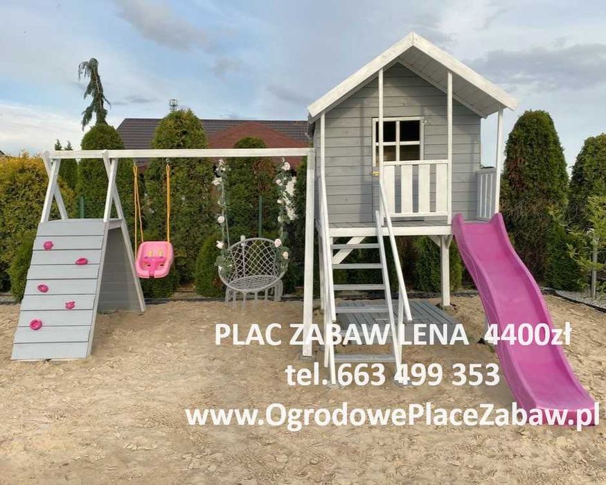 JESIENNA WYPRZEDAŻ: OD RĘKI drewniany PLAC ZABAW, 2 huśtawki, ślizg