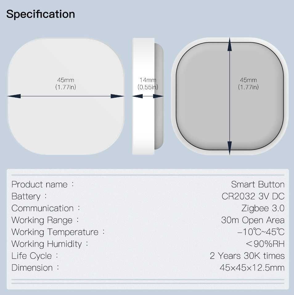 Розумна кнопка вимикач Tuya Smart Life - ZigBee сценарна умная z2m