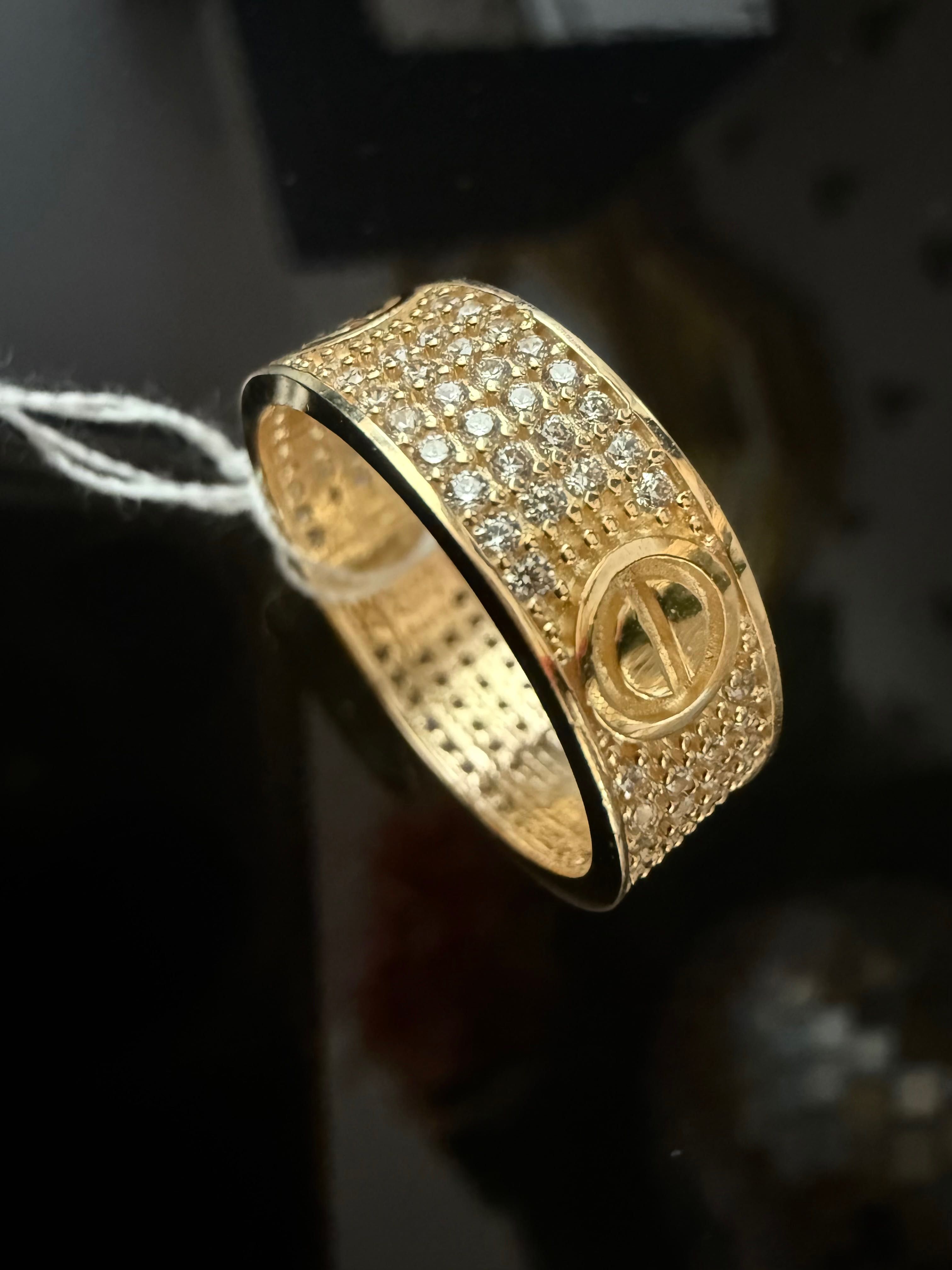 Obrączka złota Cartier pierścionek cyrkonie 585