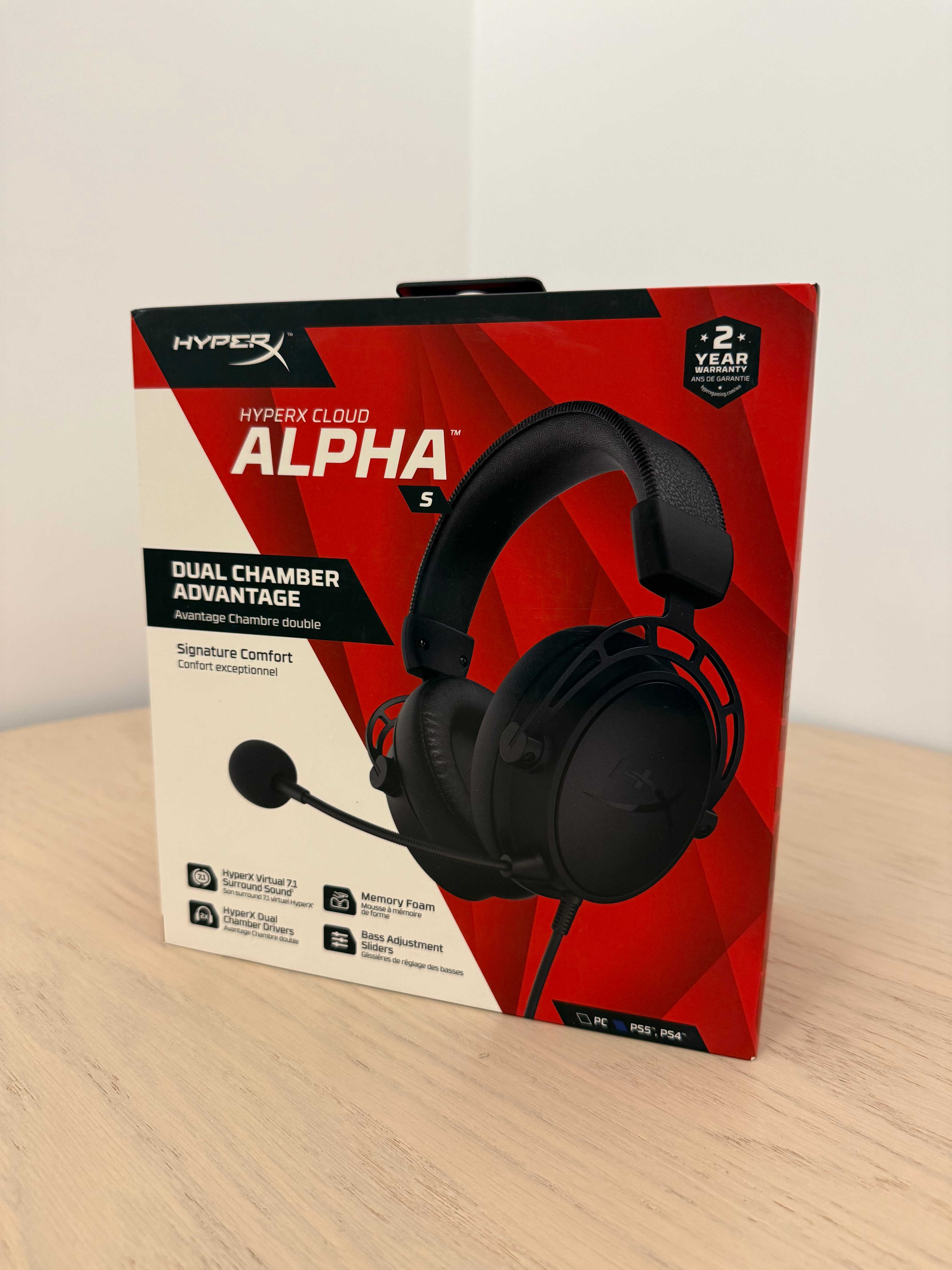 Słuchawki HyperX Cloud Alpha S – Stan Idealny, Pełny Zestaw