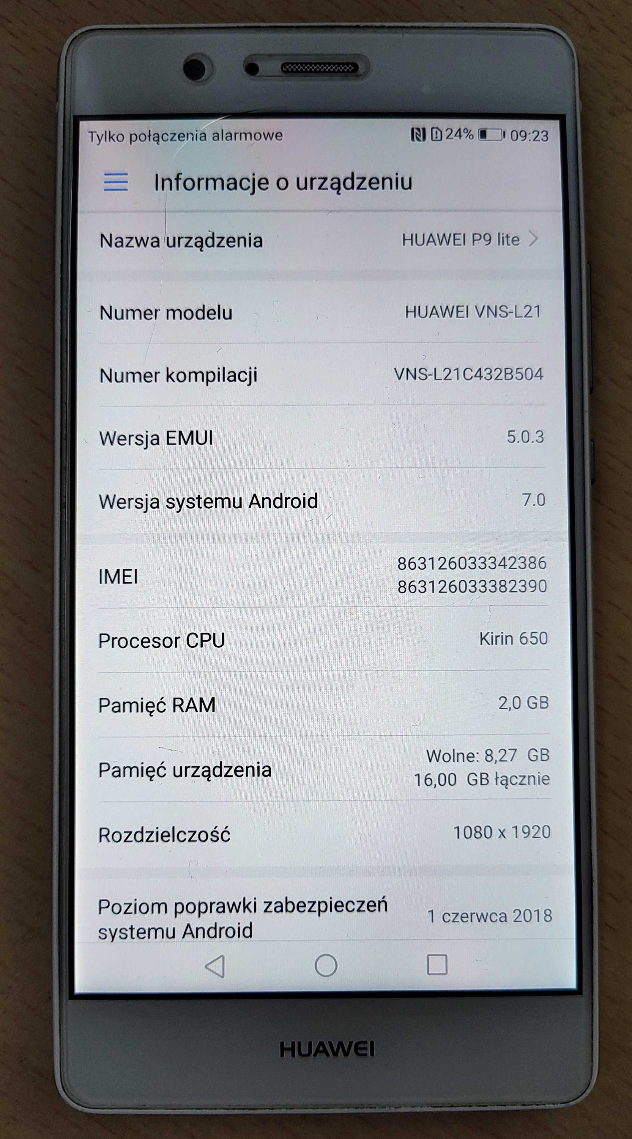 Huawei P9 Lite VNS-L21 16GB 2GB Biały Wawa