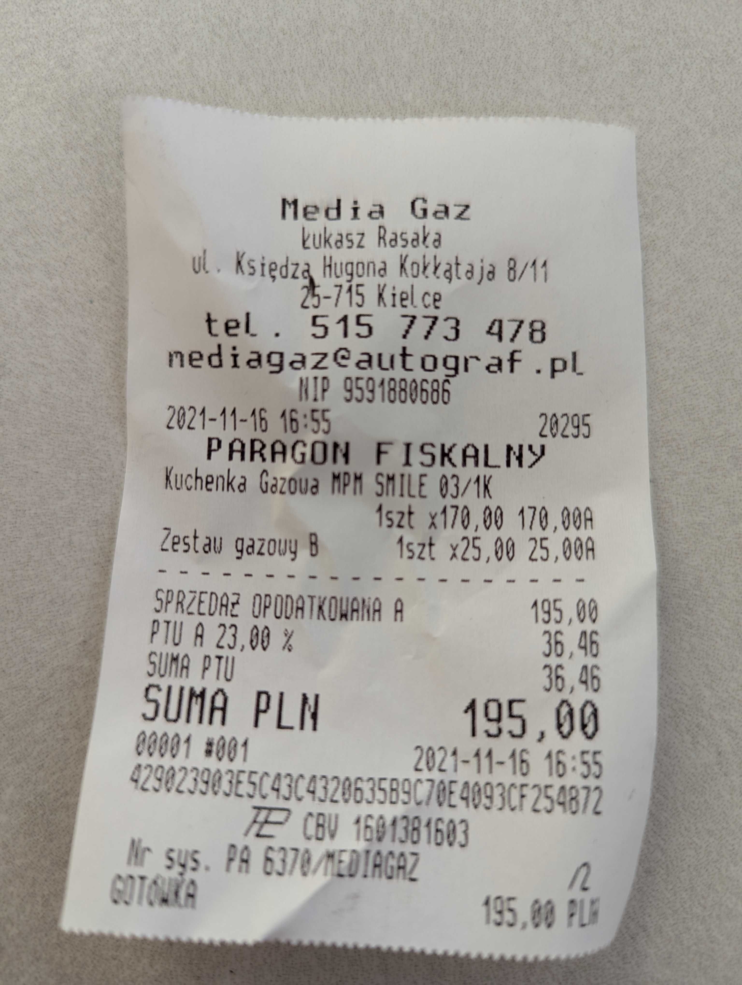 Kuchenka gazowa MPM Smile-KN-03/1K