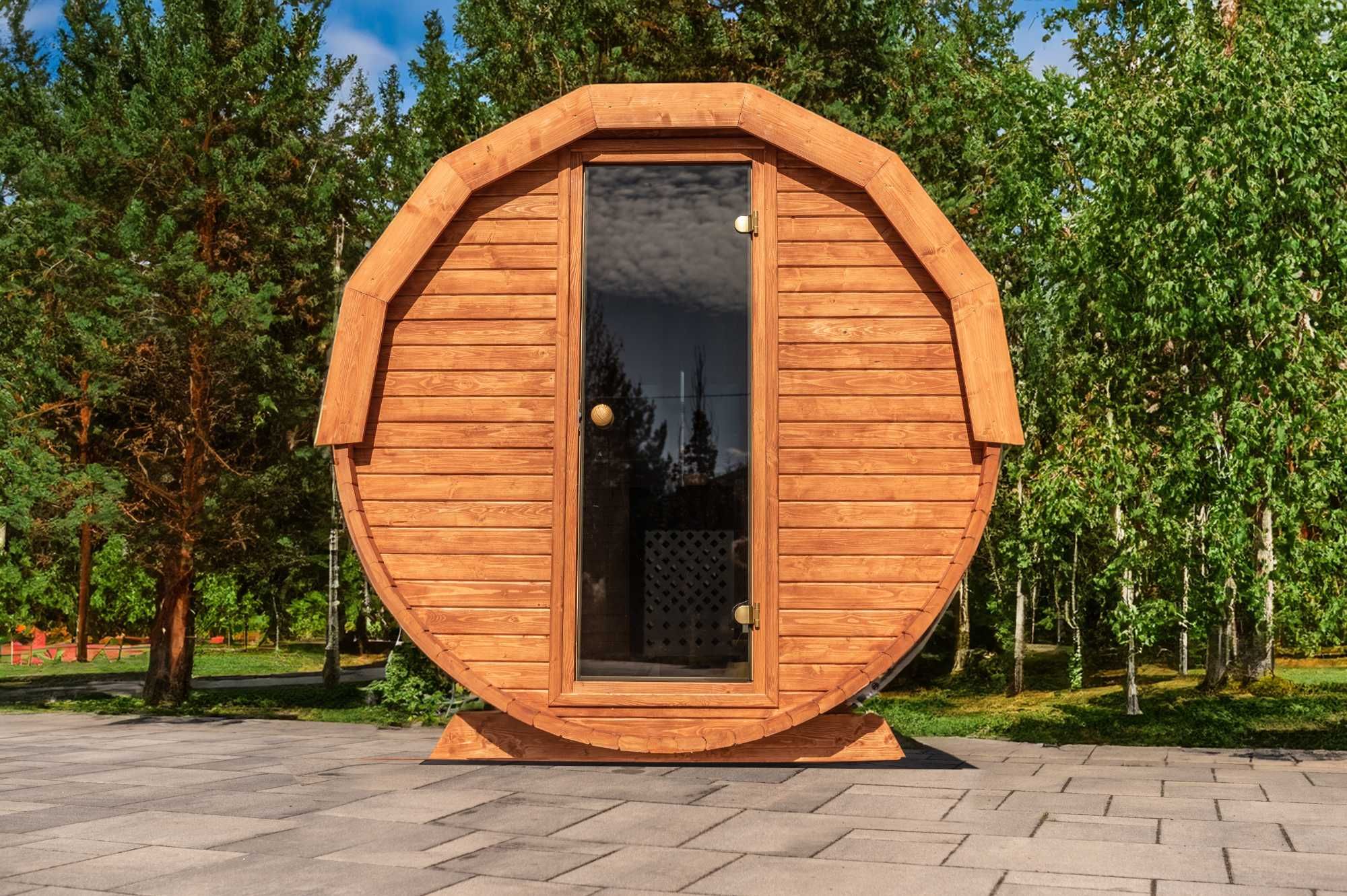 Sauna Ogrodowa Beczka Ruska Bania 200x200 cm - dobierz piec i dodatki