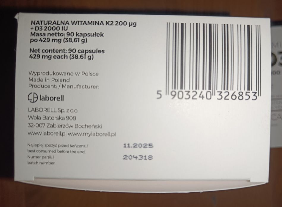 WITAMINA K2 200mg + D3 2000j.m.  270 kaps - 11.2025