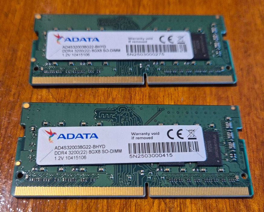 2x Memórias para laptop ADATA DDR4 RAM 8GB DDR4 3200MHz