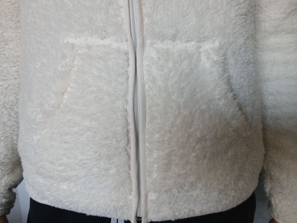 H&M Bluza polar baranek biała damska