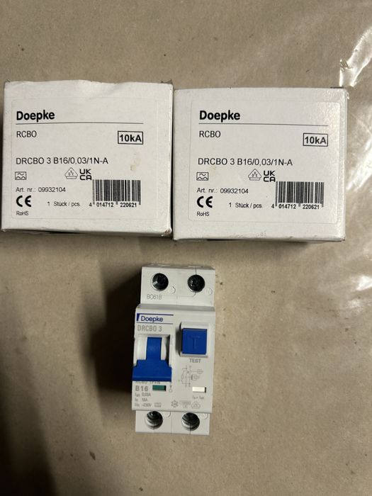 Dopke B16 bezpiecznik, wylacznik RCD