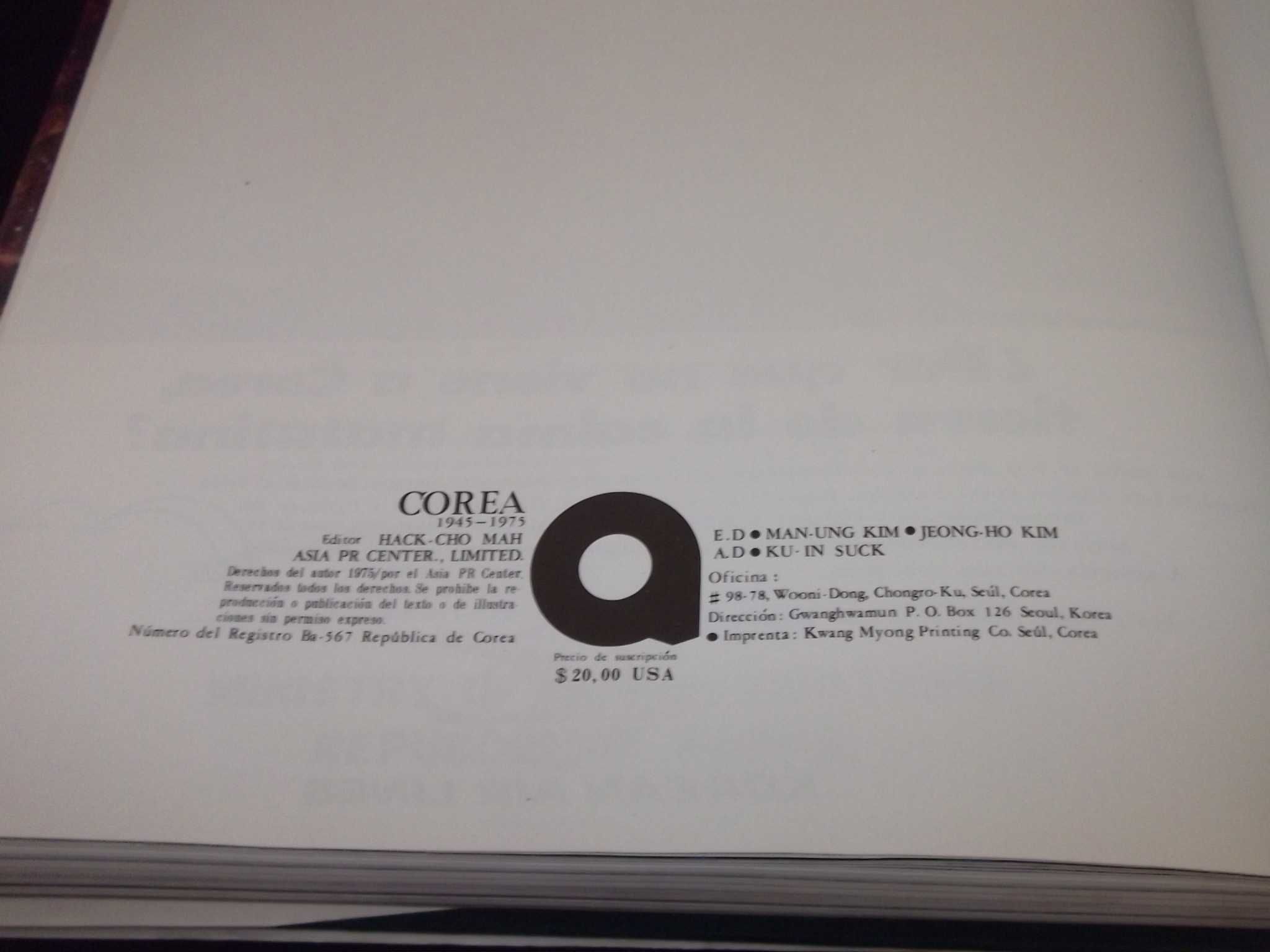 Livro Corea 1945 a 1975 Coreia Asia PR Center