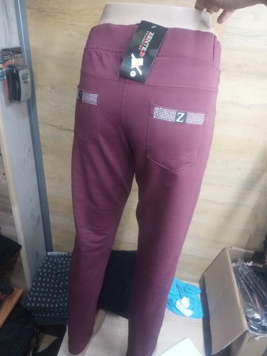 Spodnie bawełna Zentex wyprzedaż Xl bordo