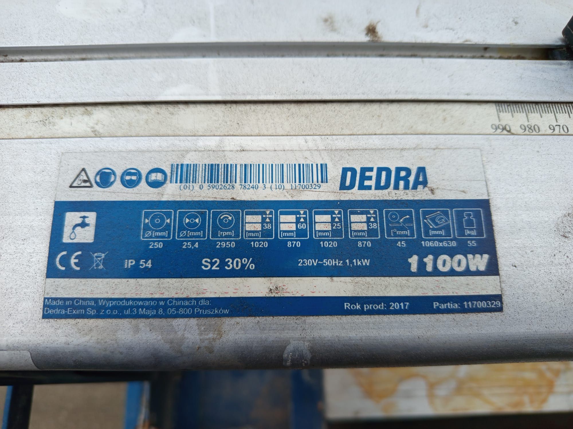 Przecinarka do glazury płytek ceramiki DEDRA 1100W