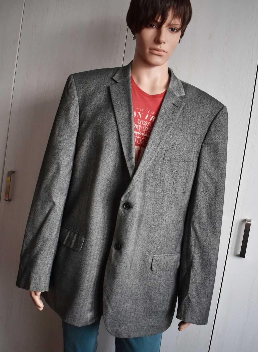 Marynarka XL XXL w jodełkę elegancka blazer Montego jodełka wizytowa