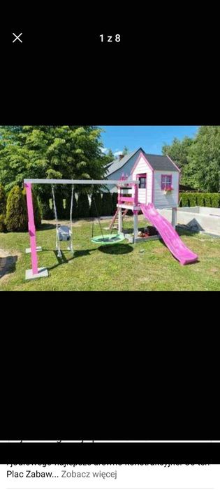 Plac zabaw solidny i bezpieczny. Domek dla dzieci. Zjeżdżalnia