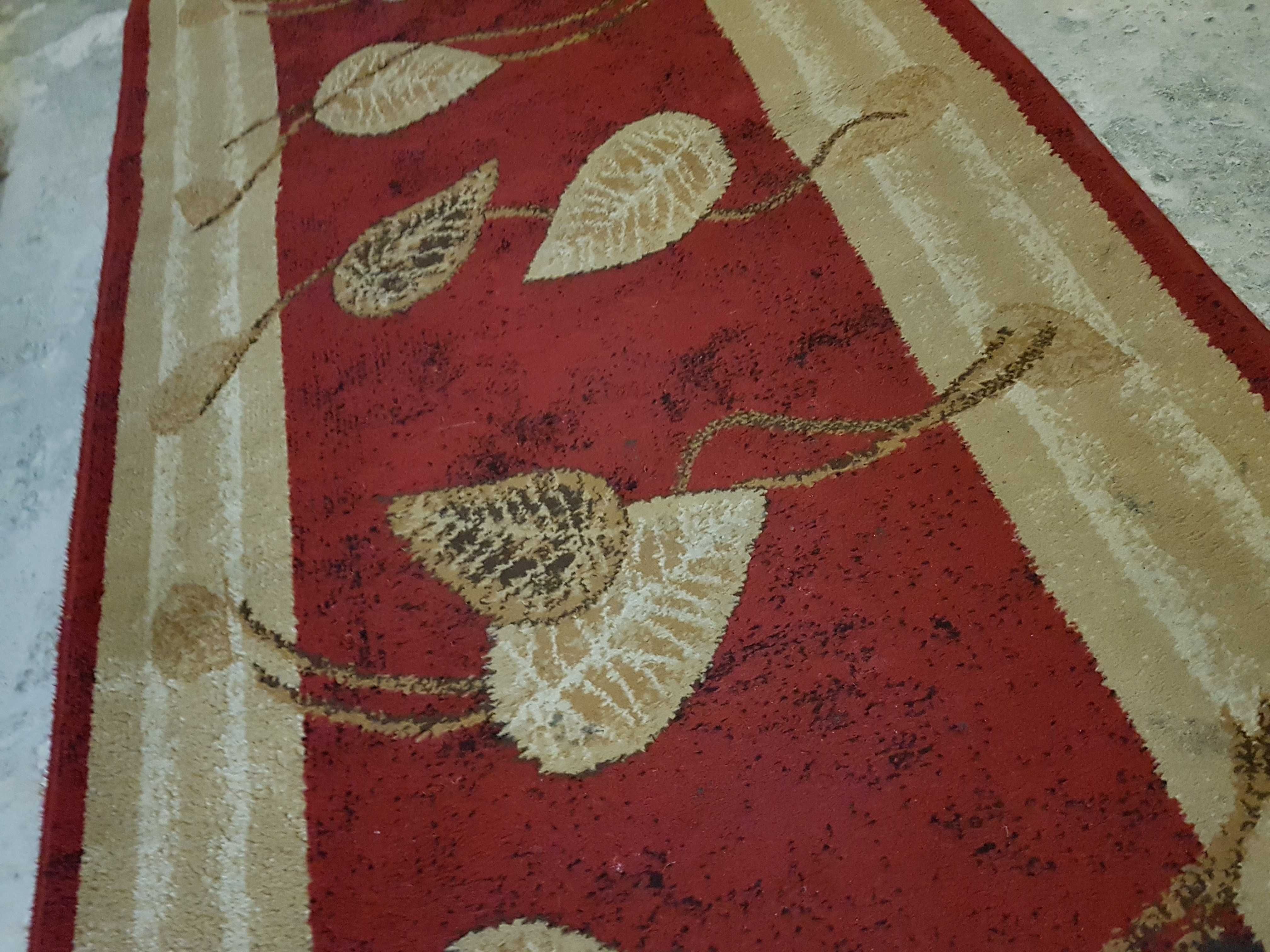 Wyprany chodnik wiśniowo beżowy 80x415cm retro Łuszczów