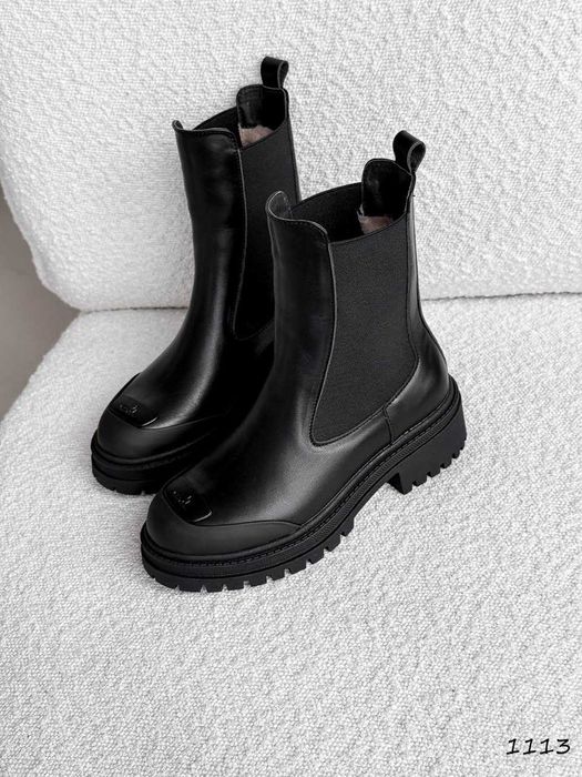 Жіночі зимові черевики Luiza (36-40) чорні, натуральна шкіра, вовна