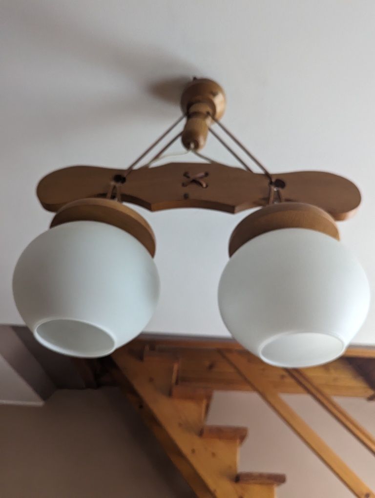 Dwie designerskie drewniane lampy w super stanie!