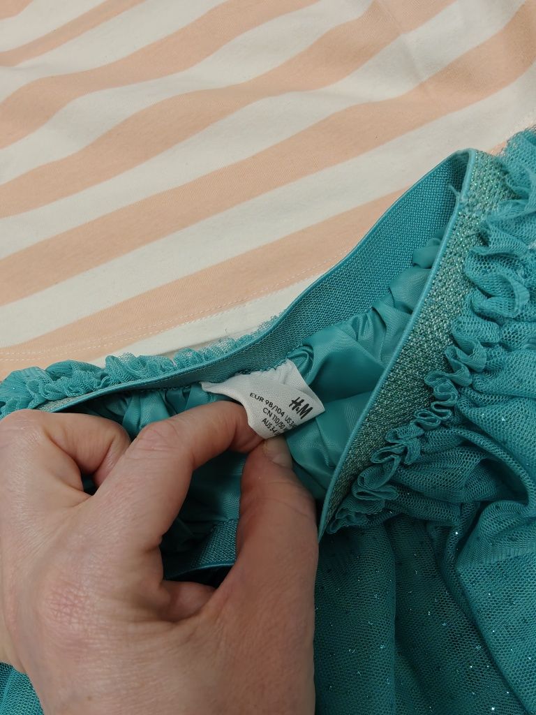 Nowe zestaw h&m 98/104 dla bliźniaczek spódniczka tiulowa koszulka