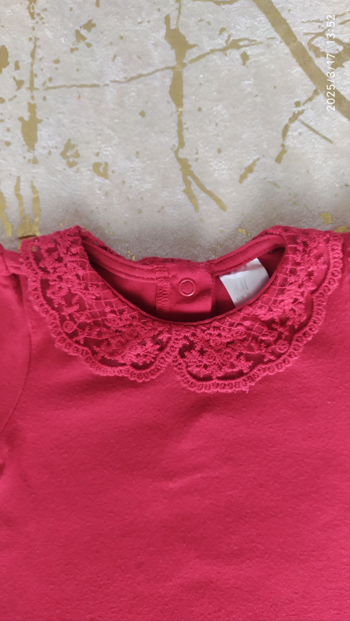 FVzerwone body z kołnierzykiem dziewczynki z długim rękawem, r. 74,H&M