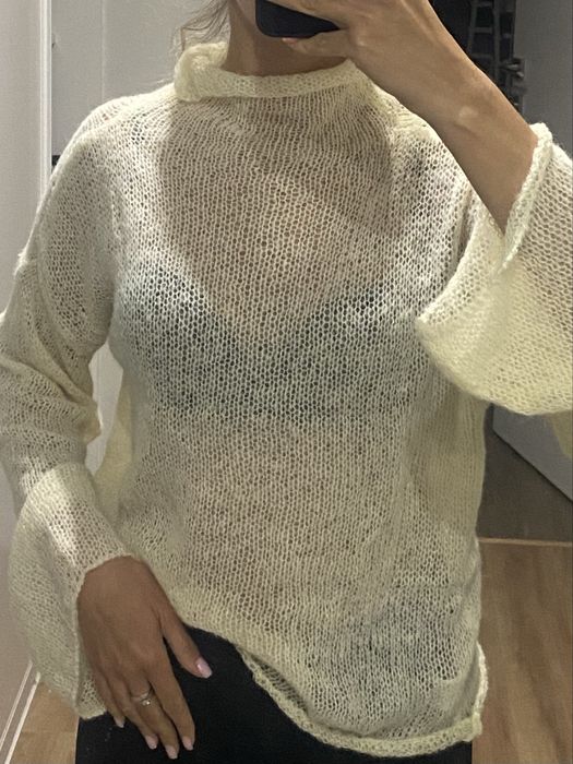 Светр молочний подовжений з шерстю