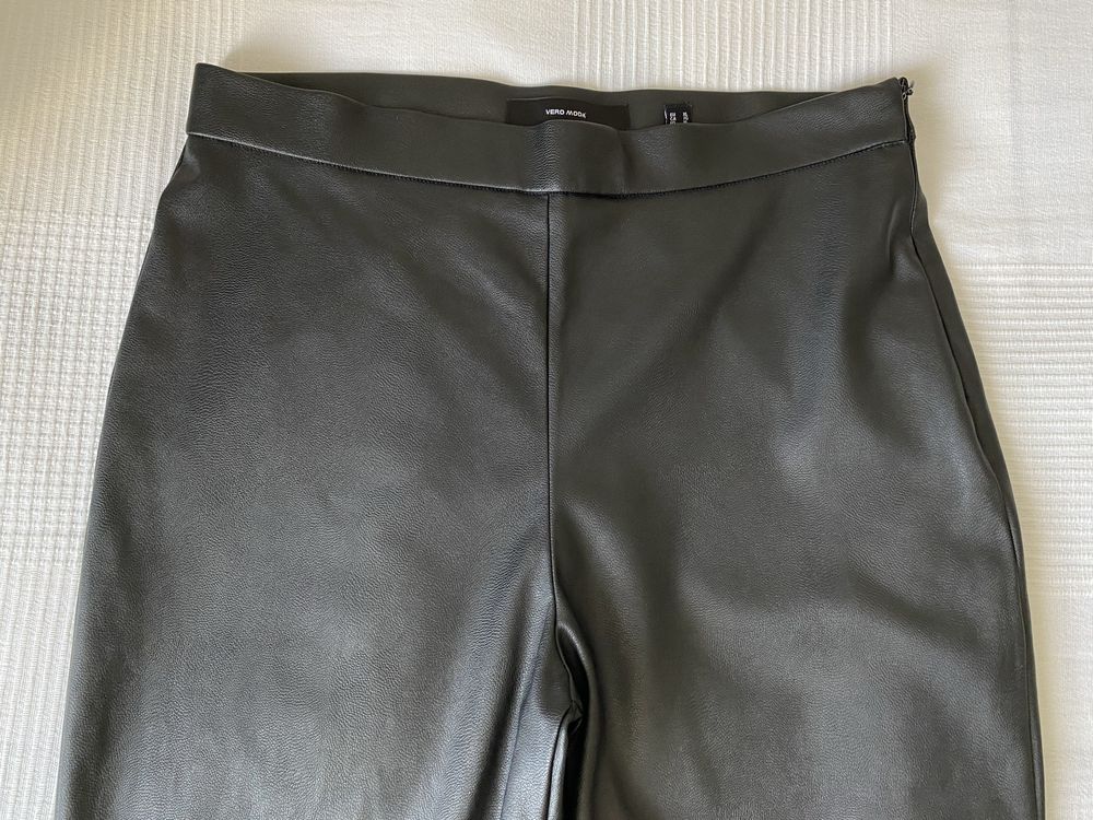 VERO MODA Spodnie damskie czarne z ekologucznej skórki rozm XL