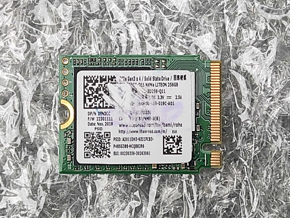 Dysk Lite-On SSD 256GB M.2 2230 NVMe  + przejściówka pci exp ok 100%