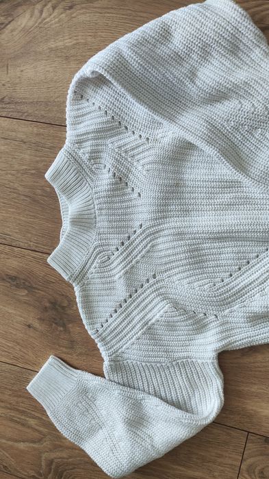 H&M Elegancki Sweterek bialy włóczkowy