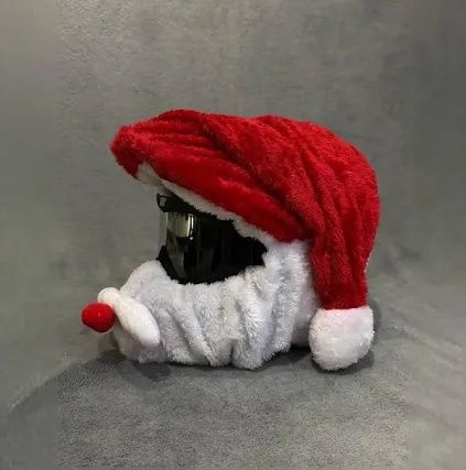 Чохол плюшевий на шолом мотоцикла новорічний, Тканинний нашоломник м'я