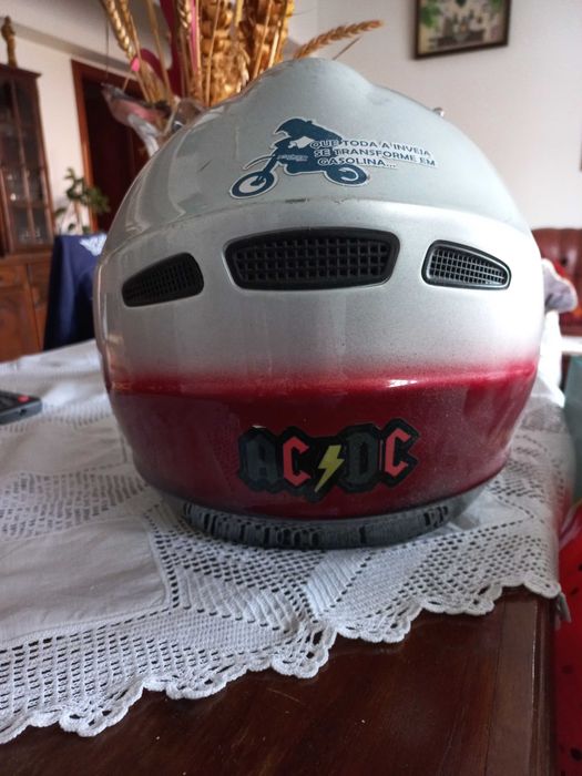 Capacete verm/cinza