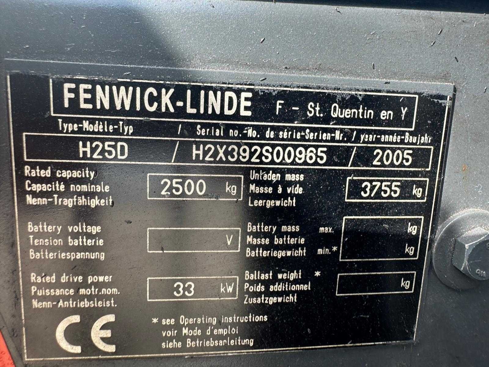 Wózek widłowy widlak sztaplarka FENWICK LINDE H 25D/5500h R.2005