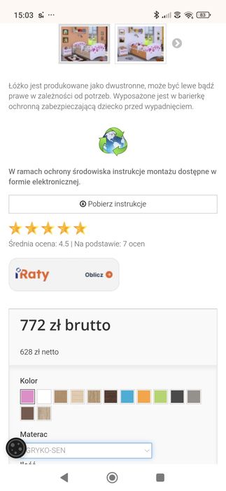 Łóżko dziecięce z szufladą 80x160