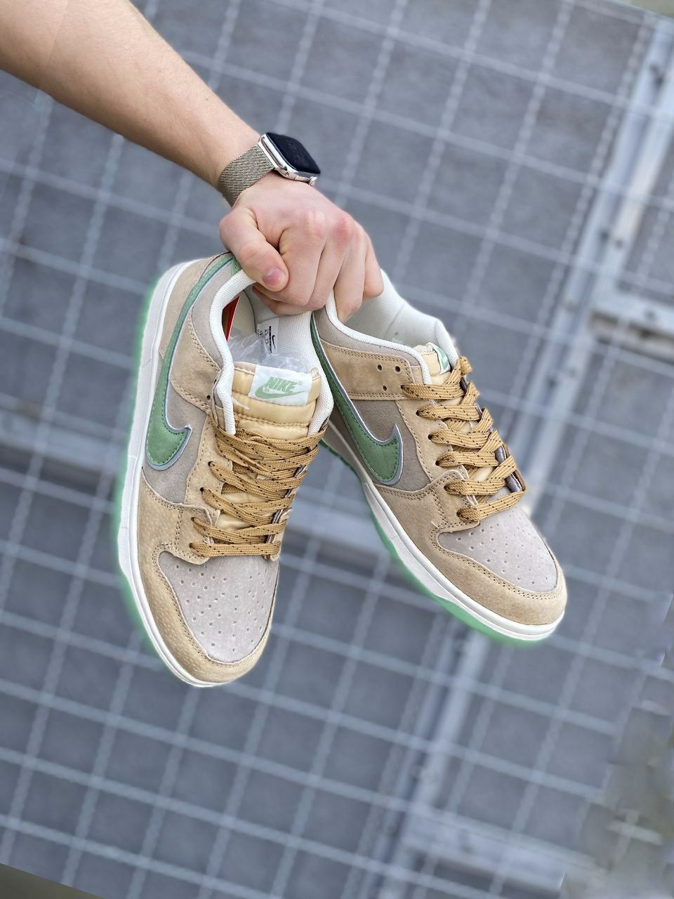 Nike SB dunk beige&green/Мужские кросовки/Чоловічі кросівки/nike/найк