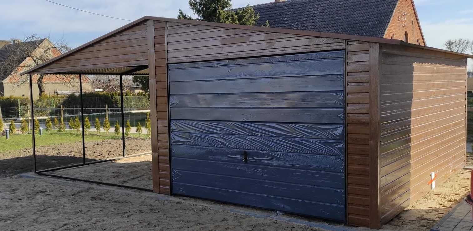 Blaszak ,garaż blasazany 6x5+wiata 3m kolor z palety ral +drzwi boczne