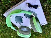 Modne duże słuchawki bezprzewodowe P9 zielone nowe
